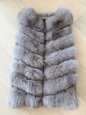 Women's Taupe Real Fur Vest - Luxury Winter Layer